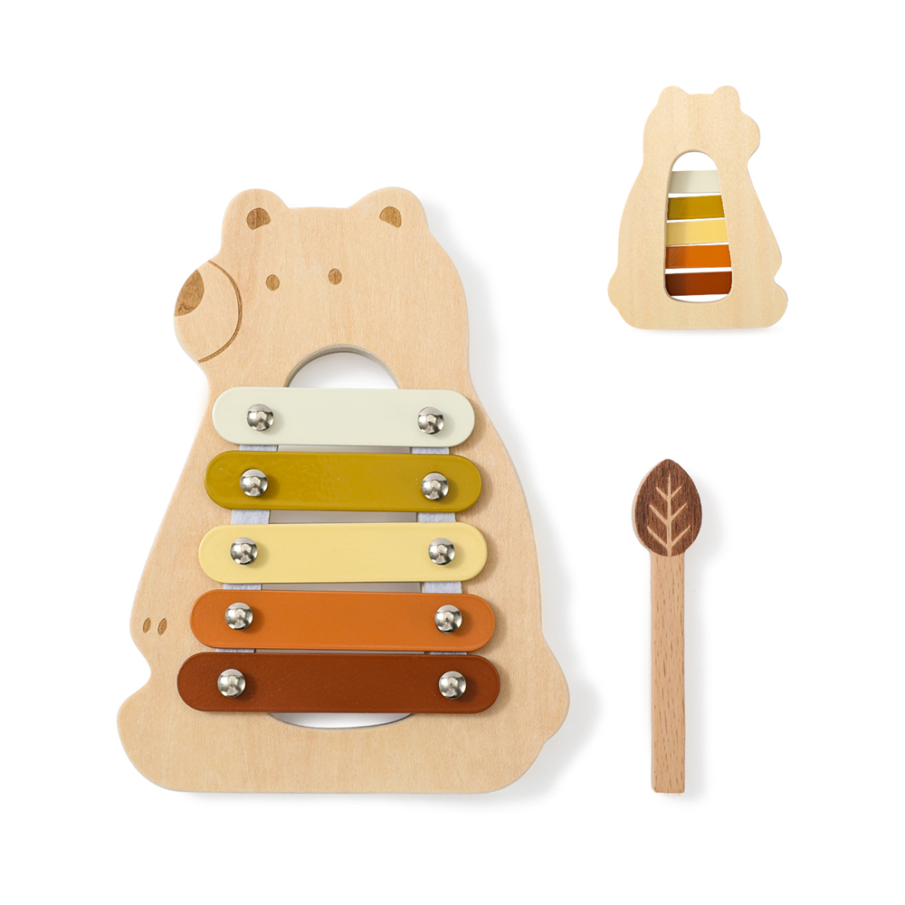 Musical Instrument Harmonium - Wooden Bear Xylophone Toys 5 Color