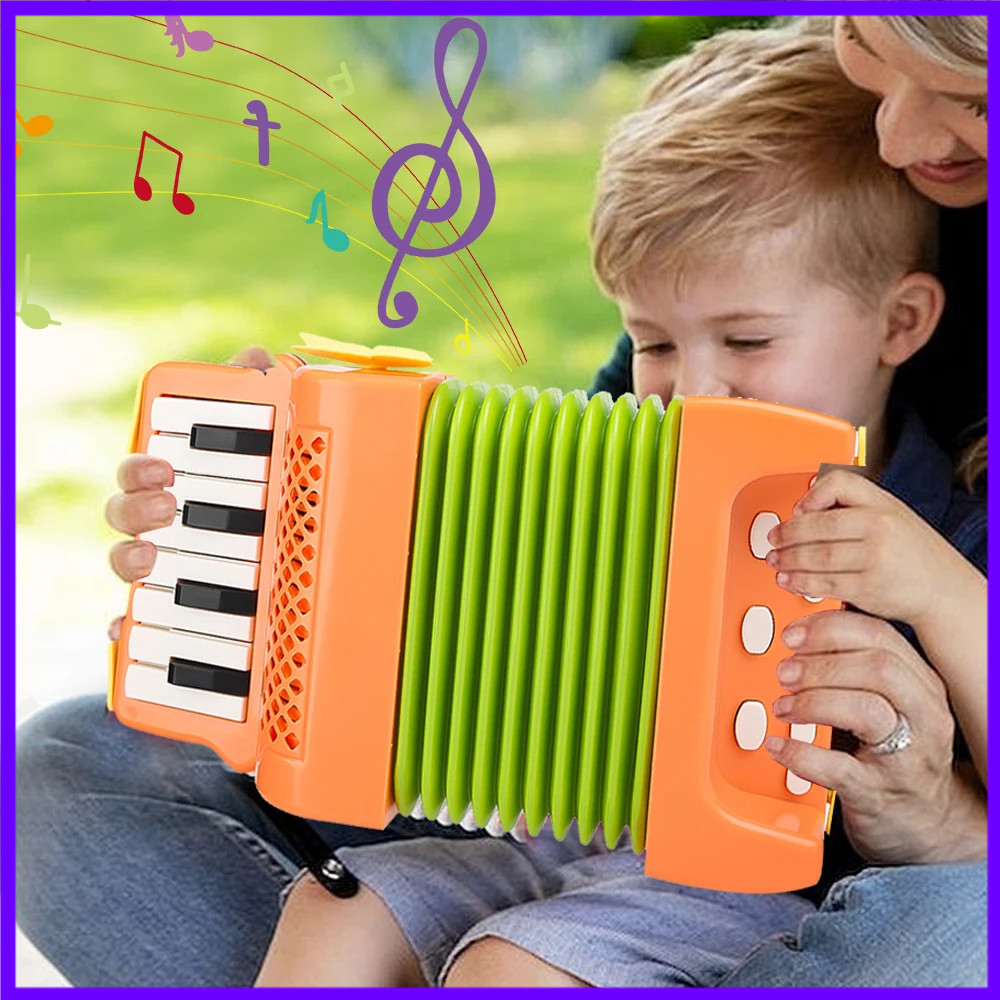 Musical Instrument Harmonium - Kids Accordion Toy 10 Keys 8
