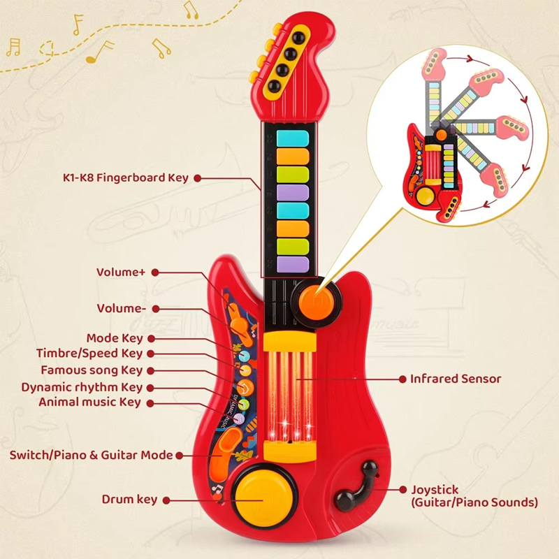 2 In 1 Electric Kids Guitar To - Musical Instrument Harmonium recension och pris