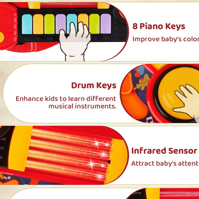 2 In 1 Electric Kids Guitar To - Musical Instrument Harmonium recension och pris