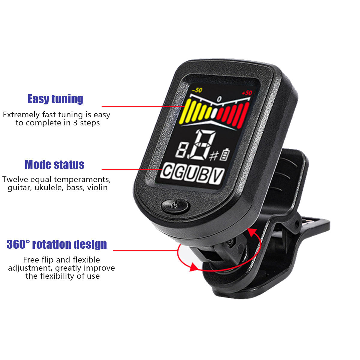 Clip-On Guitar Tuner with Regu - Musical Instrument Organ recension och pris